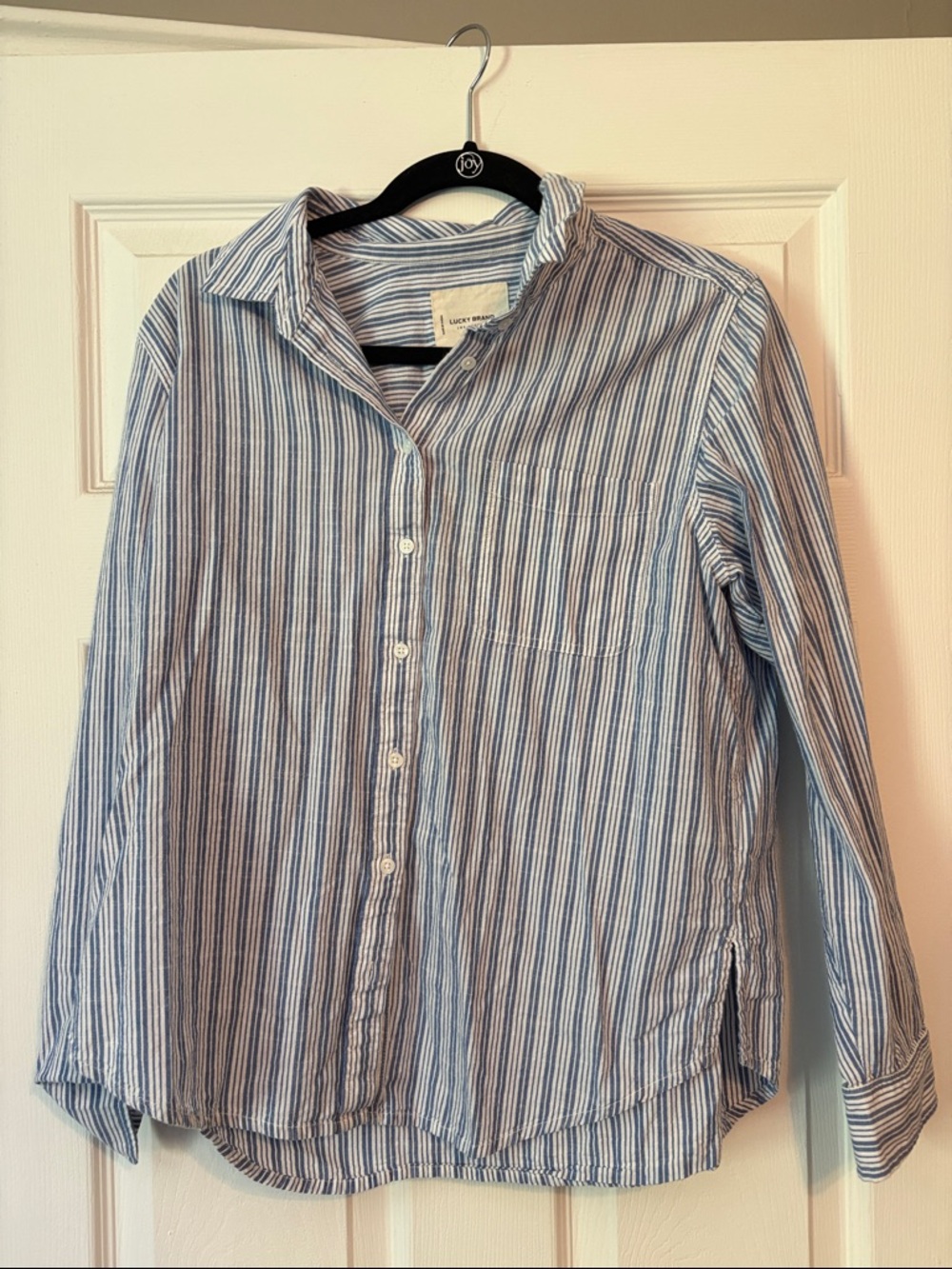 Lucky Brand Blue and White Striped Button-Down Shirt